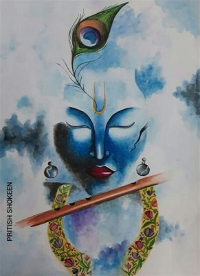 The Flight of Krishna: A Watercolor Rhapsody in Miniature and Emotion